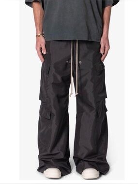 MNML Rave Double Cargo Pants Black Wide Leg Baggy Y2K Streetwear Size L